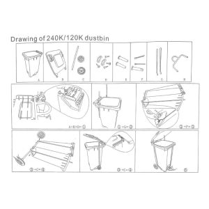 ΚΑΔΟΣ ΑΠΟΡΡΙΜΜΑΤΩΝ ΕΠΑΓΓΕΛΜΑΤΙΚΟΣ ΜΕ ΠΕΝΤΑΛ 120L 47x47x90cm VC690 VIOSARP - Image 4