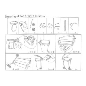 ΚΑΔΟΣ ΑΠΟΡΡΙΜΜΑΤΩΝ ΕΠΑΓΓΕΛΜΑΤΙΚΟΣ ΜΕ ΠΕΝΤΑΛ 240L 60x74x105cm VC691 VIOSARP - Image 4