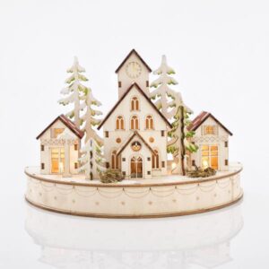 ΧΩΡΙΟ ΞΥΛΙΝΟ, ΜΕ 6 ΘΕΡΜΑ ΛΕΥΚΑ LED, ΜΠΑΤΑΡΙΑΣ, 25x12,5x16,5cm - Image 1