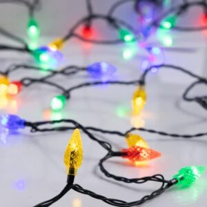 ΣΕΙΡΑ, 100 LED 5mm, ΧΡΩΜΑΤΙΣΤΑ ΔΙΑΜΑΝΤΙΑ 3cm, 31V ΜΕΤΑΣΧΗΜΑΤΙΣΤΗ, ΣΤΑΘΕΡΟ, ΠΡΑΣΙΝΟ PVC ΚΑΛΩΔΙΟ, ΧΡΩΜΑΤΙΣΤΟ LED ΑΝΑ 10cm, ΠΡΟΕΚΤΑΣΗ ΠΑΡΟΧΗΣ 3m, IP44 - Image 1