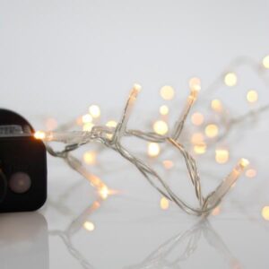 ΣΕΙΡΑ, 100 LED 3mm, 31V ΜΕΤΑΣΧΗΜΑΤΙΣΤΗ, 8 ΠΡΟΓΡΑΜΜΑΤΑ & ΜΝΗΜΗ, ΔΙΑΦΑΝΟ PVC ΚΑΛΩΔΙΟ, ΘΕΡΜΟ ΛΕΥΚΟ LED ΑΝΑ 5cm, ΠΡΟΕΚΤΑΣΗ ΠΑΡΟΧΗΣ 3m, ΙΡ44 - Image 1