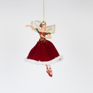 ΝΕΡΑΙΔΑ ΜΕ ΚΟΚΚΙΝΗ ΓΟΥΝΙΝΗ ΦΟΥΣΤΑ, 15.5cm - Image 1