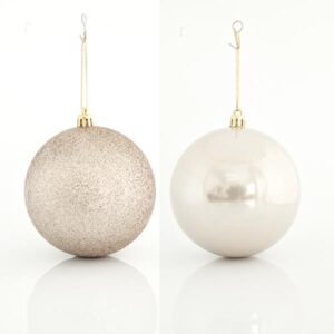 ΜΠΑΛΑ ΠΛΑΣΤΙΚΗ, ΕΚΡΟΥ, ΣΕΤ 6ΤΜΧ, (2 ΠΕΡΛΕ, 4 GLITTER), 10cm - Image 1