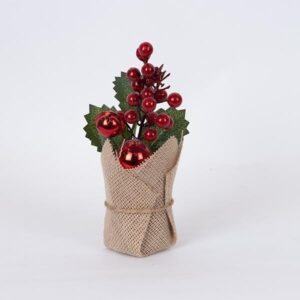 DISPLAY BOX, ΓΛΑΣΤΡΑΚΙ ΜΕ ΚΟΚΚΙΝΗ ΜΠΑΛΙΤΣΑ ΚΑΙ ΚΟΚΚΙΝΑ BERRIES, 12TMX, 20cm - Image 1