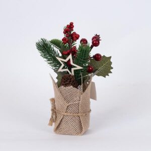 DISPLAY BOX, ΓΛΑΣΤΡΑΚΙ ΜΕ ΑΣΤΕΡΑΚΙ ΚΑΙ ΚΟΚΚΙΝΑ BERRIES, 12TMX, 22cm - Image 1