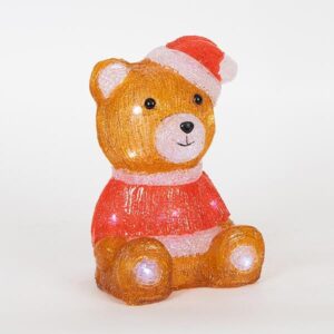 ΑΚΡΥΛΙΚΟΣ ΑΡΚΟΥΔΟΣ ΚΑΦΕ & ΚΟΚΚΙΝΟ, ΜΠΑΤΑΡΙΑΣ 2xAA, 20 ΛΕΥΚΑ + 5 ΛΕΥΚΑ FLASH LED, 16x14x24cm, IP20 - Image 1