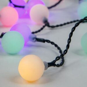 ΣΕΙΡΑ, 80 RGB LED 3mm, ΛΕΥΚΕΣ ΜΠΑΛΕΣ Φ2cm, 31V ΜΕΤΑΣΧΗΜΑΤΙΣΤΗ, 4 ΕΠΕΚΤΑΣΕΙΣ ΕΩΣ 3 ΣΕΤ, ΠΡΑΣΙΝΟ PVC ΚΑΛΩΔΙΟ, RGB LED ΑΝΑ 10cm, ΠΡΟΕΚΤΑΣΗ ΠΑΡΟΧΗΣ 3m, IP44 - Image 1