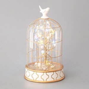 ΓΥΑΛΙΝΟΣ ΘΟΛΟΣ ΚΛΟΥΒΙ, ΜΕ ΠΟΥΛΑΚΙ ΚΑΙ ΔΕΝΤΡΟ ΑΠΌ ΠΕΡΛΕΣ, 12 LED, 14,6x24cm - Image 1