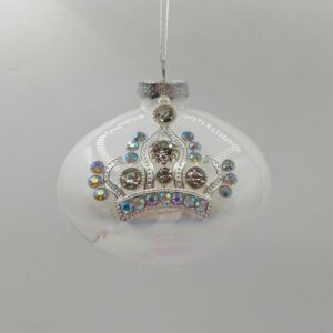 ΓΥΑΛΙΝΟ ΣΤΟΛΙΔΙ, ΚΡΕΜΜΥΔΙ, ΑΣΠΡΟ ΜΕ ΚΟΡΩΝΑ, ΣΕΤ 4ΤΜΧ, 10cm - Image 1