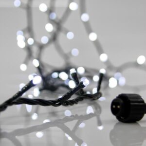 ΣΕΙΡΑ, 100 LED 3mm, 31V ΜΕΤΑΣΧΗΜΑΤΙΣΤΗ, 4 ΕΠΕΚΤΑΣΕΙΣ ΕΩΣ 3 ΣΕΤ, ΠΡΑΣΙΝΟ PVC ΚΑΛΩΔΙΟ, ΛΕΥΚΟ LED ANA 5cm, ΠΡΟΕΚΤΑΣΗ ΠΑΡΟΧΗΣ 3m, ΙΡ44 - Image 1