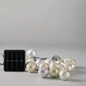 ΣΕΙΡΑ, 40 LED 5mm, ΜΠΑΛΕΣ ΒΟΗΟ 3cm, ΗΛΙΑΚΟ ΣΥΛΛΕΚΤΗ ΜΕ ΑΙΣΘΗΤΗΡΑ ΦΩΤΟΣ, 8 ΠΡΟΓΡΑΜΜΑΤΑ, ΠΡΑΣΙΝΟ PVC ΚΑΛΩΔΙΟ, ΧΡΩΜΑΤΙΣΤΟ LED ΑΝΑ 10cm, ΠΡΟΕΚΤΑΣΗ ΠΑΡΟΧΗΣ 1m, ΙΡ44 - Image 1