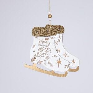 ΞΥΛΙΝΟ ΣΤΟΛΙΔΙ ΜΠΟΤΟΥΛΑ, ΛΕΥΚΟ ΜΕ ΧΡΥΣΟ, 0.5x14x24cm - Image 1