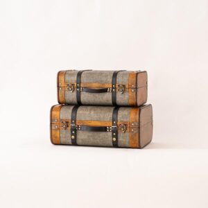 ΞΥΛΙΝΗ ΒΑΛΙΤΣΑ, ΓΚΡΙ, ΣΕΤ 2 ΤΜΧ, 45x30,5x19,5cm ΚΑΙ 40x24x16,5cm - Image 1