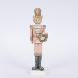 ΔΙΑΚΟΣΜΗΤΙΚΟ ΠΟΛΥΡΕΖΙΝ, ΓΑΤΑ ΣΤΡΑΤΙΩΤΗΣ, ΡΟΖ, 6,5x5x23cm - Image 1