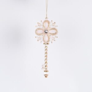 ΣΤΟΛΙΔΙ ΑΚΡΥΛΙΚΟ, ΚΛΕΙΔΙ, ΠΑΓΩΜΕΝΟ ΡΟΖ ΜΕ ΓΚΛΙΤΕΡ, 15cm - Image 1