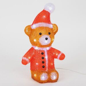 ΑΚΡΥΛΙΚΟΣ ΑΡΚΟΥΔΟΣ ΚΑΦΕ & ΚΟΚΚΙΝΟΣ, 3,5V ΜΕΤΑΣΧΗΜΑΤΙΣΤΗ, 30 ΛΕΥΚΑ LED, ΠΡΟΕΚΤΑΣΗ ΠΑΡΟΧΗΣ 5m, 18x13x31cm, IP44 - Image 1