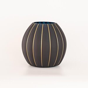 ΓΥΑΛΙΝΟ ΒΑΖΟ, ΜΕ ΧΡΥΣΕΣ ΓΡΑΜΜΕΣ, 10,5x21,5x21cm - Image 1