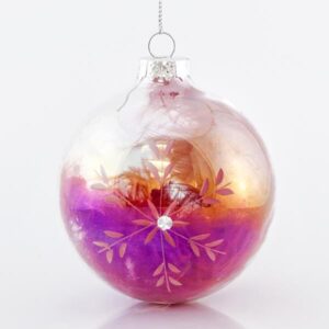 ΜΠΑΛΑ ΓΥΑΛΙΝΗ, ΔΙΑΦΑΝΗ ΙΡΙΔΙΖΟΥΣΑ, ΜΕ ΚΟΚΚΙΝΑ ΠΟΥΠΟΥΛΑ ΣΤΟ ΕΣΩΤΕΡΙΚΟ ΤΗΣ, ΣΕΤ 4ΤΜΧ, 8cm - Image 1