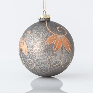 ΓΥΑΛΙΝΗ ΜΠΑΛΑ, ΓΚΡΙ, ΜΕ ΣΑΜΠΑΝΙ ΣΧΕΔΙΑ, ΣΕΤ 4ΤΜΧ, 10cm - Image 1