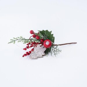 ΠΙΚΑΚΙ ΜΕ ΦΥΛΛΑ ΜΗΛΟ ΚΑΙ ΚΟΚΚΙΝΑ ΔΙΑΚΟΣΜΗΤΙΚΑ, 25cm - Image 1