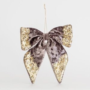 ΒΕΛΟΥΔΙΝΟΣ ΦΙΟΓΚΟΣ, ΓΚΡΙ, ΜΕ GLITTER, 20x20cm - Image 1