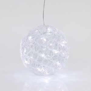 ΑΚΡΥΛΙΚΗ ΜΠΑΛΑ, 30 ΛΕΥΚΑ LED, ΜΕ ΜΕΤΑΣΧΗΜΑΤΙΣΤΗ, 20cm, IP44 - Image 1