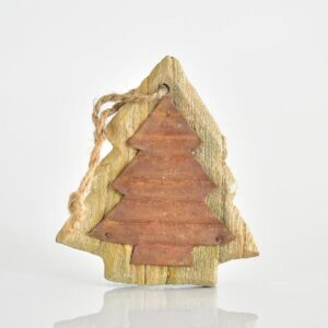 ΔΕΝΤΡΑΚΙ ΞΥΛΙΝΟ ΚΡΕΜΑΣΤΟ ΜΕ ΜΕΤΑΛΛΙΚΗ ΔΙΑΚΟΣΜΗΣΗ, 9,5x8,1x1,2cm - Image 1