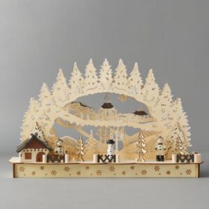 ΣΠΙΤΑΚΙ ΞΥΛΙΝΟ ΦΩΤΙΖΟΜΕΝΟ, ΘΕΡΜΟ ΛΕΥΚΟ LED, 11 LED, ΜΕ ΧΡΟΝΟΔΙΑΚΟΠΤΗ, ΜΕ ΜΠΑΤΑΡΙΑ, 45*12,5*30CM - Image 1