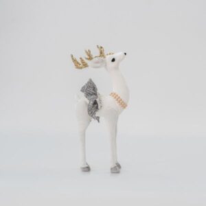 ΒΕΛΟΥΔΙΝΟ ΕΛΑΦΙ, ΛΕΥΚΟ, ΜΕ ΧΡΥΣΟ ΓΚΛΙΤΕΡ, 13x29x5cm - Image 1