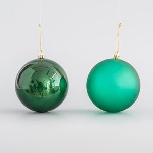 ΠΛΑΣΤΙΚΗ ΜΠΑΛΑ, ΣΚΟΥΡΗ ΠΡΑΣΙΝΗ, ΣΕΤ 6 ΤΜΧ (3 ΓΥΑΛΙΣΤΕΡΕΣ, 3 GLITTER), 10cm - Image 1