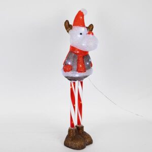 ΑΚΡΥΛΙΚΟ ΕΛΑΦΑΚΙ ME ΠΟΔΙΑ CANDY, 3,5V ΜΕΤΑΣΧΗΜΑΤΙΣΤΗ, 35 ΛΕΥΚΑ LED, ΠΡΟΕΚΤΑΣΗ ΠΑΡΟΧΗΣ 5m, 20x22x70cm, IP44 - Image 1