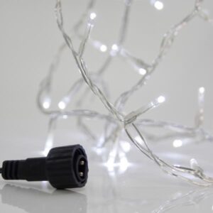 ΣΕΙΡΑ, 100 LED 3mm, 31V ΜΕΤΑΣΧΗΜΑΤΙΣΤΗ, 4 ΕΠΕΚΤΑΣΕΙΣ ΕΩΣ 3 ΣΕΤ, ΔΙΑΦΑΝΟ PVC ΚΑΛΩΔΙΟ, ΛΕΥΚΟ LED ΑΝΑ 5cm, ΠΡΟΕΚΤΑΣΗ ΠΑΡΟΧΗΣ 3m, ΙP44 - Image 1