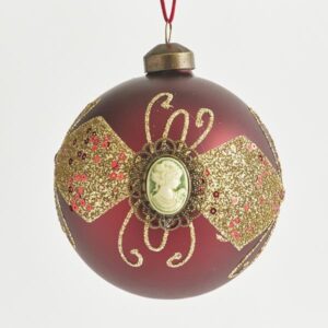 ΓΥΑΛΙΝΗ ΜΠΑΛΑ, ΚΟΚΚΙΝΗ ΜΕ ΣΧΕΔΙΟ, ΣΕΤ 4ΤΜΧ, 10cm - Image 1