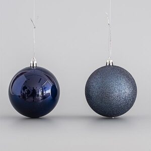 ΠΛΑΣΤΙΚΗ ΜΠΑΛΑ, ΣΚΟΥΡΗ ΜΠΛΕ, ΣΕΤ 6 ΤΜΧ (3 ΓΥΑΛΙΣΤΕΡΕΣ, 3 GLITTER), 8cm - Image 1