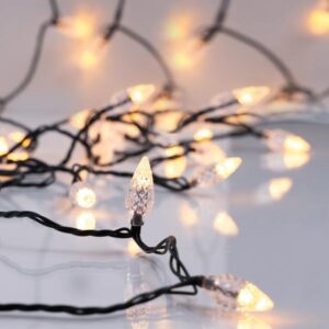 ΣΕΙΡΑ, 100 LED 5mm, ΔΙΑΦΑΝΑ ΔΙΑΜΑΝΤΙΑ 3cm, 31V ΜΕΤΑΣΧΗΜΑΤΙΣΤΗ, ΣΤΑΘΕΡΟ, ΠΡΑΣΙΝΟ PVC ΚΑΛΩΔΙΟ, ΘΕΡΜΟ ΛΕΥΚΟ LED ΑΝΑ 10cm, ΠΡΟΕΚΤΑΣΗ ΠΑΡΟΧΗΣ 3m, IP44 - Image 1