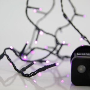 ΣΕΙΡΑ, 100 LED 3mm, 31V ΜΕΤΑΣΧΗΜΑΤΙΣΤΗ, 8 ΠΡΟΓΡΑΜΜΑΤΑ & ΜΝΗΜΗ, ΠΡΑΣΙΝΟ PVC ΚΑΛΩΔΙΟ, ΜΩΒ LED ΑΝΑ 5cm, ΠΡΟΕΚΤΑΣΗ ΠΑΡΟΧΗΣ 3m, ΙΡ44 - Image 1