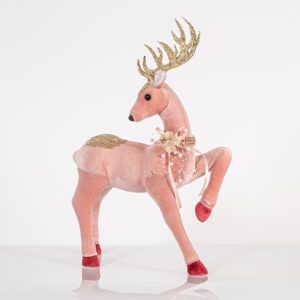 ΒΕΛΟΥΔΙΝΟ ΕΛΑΦΙ, ΡΟΖ, ΜΕ ΧΡΥΣΟ GLITTER, 33x47cm - Image 1