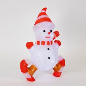 ΑΚΡΥΛΙΚΟΣ ΧΙΟΝΑΝΘΡΩΠΟΣ ΜΕ SKATE,  3,5V ΜΕΤΑΣΧΗΜΑΤΙΣΤΗ, 55 ΛΕΥΚΑ LED + 5 ΛΕΥΚΑ FLASHING LED, ΠΡΟΕΚΤΑΣΗ ΠΑΡΟΧΗΣ 5m, 34x19x50cm, IP44 - Image 1