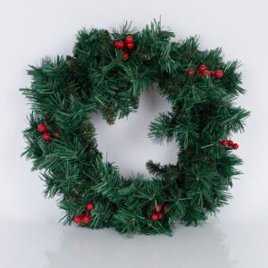 ΣΤΕΦΑΝΙ ΠΡΑΣΙΝΟ PVC ΜΕ BERRIES, 60cm - Image 1