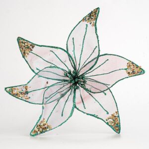 ΛΟΥΛΟΥΔΙ ΟΡΓΑΝΤΖΑ, ΔΙΑΦΑΝΟ ΜΠΛΕ ΜΕ GLITTER, 30cm - Image 1