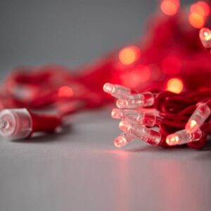 ΣΕΙΡΑ, 100 LED 5mm ΜΕ ΚΑΛΥΜΜΑ, 230V, 3 ΕΠΕΚΤΑΣΕΙΣ ΕΩΣ 9 ΣΕΤ, ΚΟΚΚΙΝΟ ΚΑΟΥΤΣΟΥΚ ΚΑΛΩΔΙΟ, ΚΟΚΚΙΝΟ LED ΑΝΑ 10cm, ΠΡΟΕΚΤΑΣΗ ΠΑΡΟΧΗΣ 1.5m, ΙΡ65 - Image 1