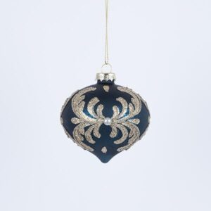 ΓΥΑΛΙΝΗ ΜΠΑΛΑ, ΜΠΛΕ, ΜΕ ΧΡΥΣΑ ΣΧΕΔΙΑ, ΣΕΤ 4ΤΜΧ, 8cm - Image 1