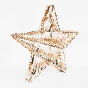 ΦΩΤΙΖΟΜΕΝΟ ΑΣΤΕΡΙ ΧΡΥΣΟ 60cm, 60 LED, ΜΠΑΤΑΡΙΑΣ 3XAA, TIMER, ΑΣΗΜΙ ΧΑΛΚΙΝΟ ΚΑΛΩΔΙΟ, ΘΕΡΜΟ ΛΕΥΚΟ LED, ΠΡΟΕΚΤΑΣΗ ΠΑΡΟΧΗΣ 30cm, IP20 - Image 1