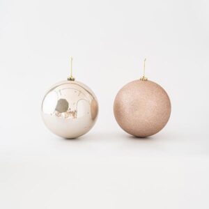 ΠΛΑΣΤΙΚΗ ΜΠΑΛΑ, ΣΑΜΠΑΝΙ-ΡΟΖ, ΓΥΑΛΙΣΤΕΡΗ ΚΑΙ GLITTER, ΣΕΤ 2ΤΜΧ, 20cm - Image 1