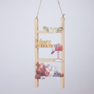 ΞΥΛΙΝΗ ΔΙΑΚΟΣΜΗΤΙΚΗ ΣΚΑΛΑ ΜΕ ΑΓΙΟ ΒΑΣΙΛΗ, 2.2x13x30cm - Image 1