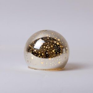 ΓΥΑΛΙΝΗ ΔΙΑΚΟΣΜΗΤΙΚΗ ΜΠΑΛΑ, ΧΡΥΣΗ, ΦΩΤΙΖΟΜΕΝΗ, ΜΕ ΑΣΤΕΡΑΚΙΑ, 10cm - Image 1
