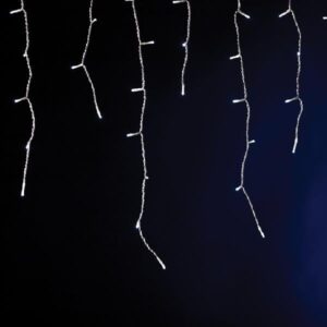 ΒΡΟΧΗ, 175 LED 3mm, 31V ΜΕΤΑΣΧΗΜΑΤΙΣΤΗ, ΣΤΑΘΕΡΟ, ΔΙΑΦΑΝΟ PVC ΚΑΛΩΔΙΟ, 155 ΛΕΥΚΑ LED & 20 ΘΕΡΜΑ ΛΕΥΚΑ FLASH LED (H50 x W750cm, 3/4/5/2), ΠΡΟΕΚΤΑΣΗ ΠΑΡΟΧΗΣ 3m, IP44 - Image 1