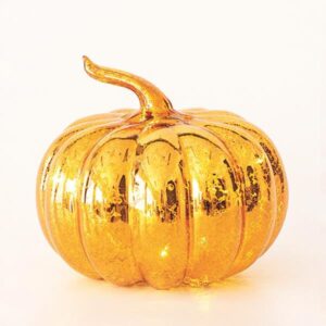 ΓΥΑΛΙΝΗ LED ΦΩΤΙΖΟΜΕΝΗ ΚΟΛΟΚΥΘΑ, ΜΠΑΤΑΡΙΑΣ, ΠΟΡΤΟΚΑΛΙ, 14,5cm - Image 1