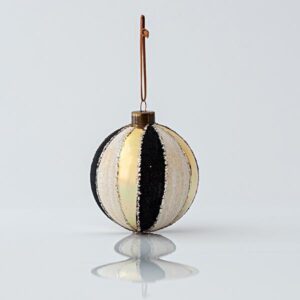 ΓΥΑΛΙΝΗ ΜΠΑΛΑ, ΤΡΙΧΡΩΜΗ, ΛΕΥΚΗ-ΧΡΥΣΗ-ΜΑΥΡΗ, ΣΕΤ 4ΤΜΧ, 10cm - Image 1