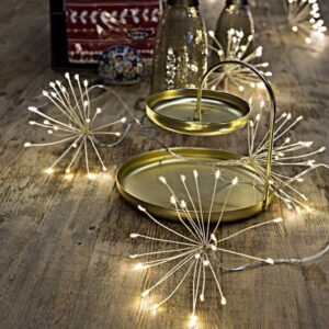 ΜΠΟΥΚΕΤΑΚΙΑ, 120 MINI LED, ΜΠΑΤΑΡΙΑΣ 3xAA, ΧΡΟΝΟΔΙΑΚΟΠΤΗ, ΑΣΗΜΙ ΧΑΛΚΙΝΟ ΚΑΛΩΔΙΟ, ΘΕΡΜΟ ΛΕΥΚΟ LED (6 ΜΠΟΥΚΕΤΑ ΑΝΑ 30cm x 20 LED), ΠΡΟΕΚΤΑΣΗ ΠΑΡΟΧΗΣ 50cm, IP44 - Image 1